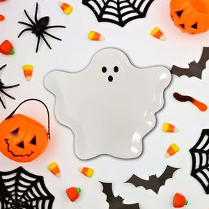 Assiettes en <span class=keywords><strong>carton</strong></span> blanc jetables carrées modernes imprimées personnalisées pour <span class=keywords><strong>Halloween</strong></span>, fantômes, pour la décoration de la table de fête à domicile - Product Image 3
