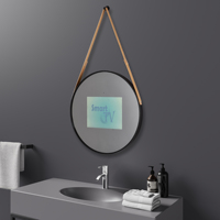 Innova — miroir rond LED de qualité supérieure avec sangle en PU, lecture de musique vidéo, Wifi, miroir de salle de bains, de télévision intelligente