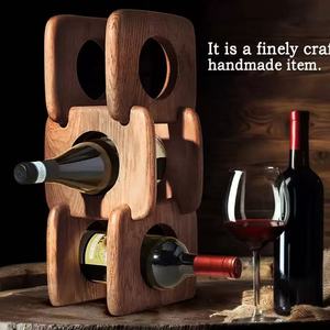 Three Tier Detachable Wooden Wine Rack Oak 3 Floors Storage Display <b>Tabletop</b> - Product Image 3
