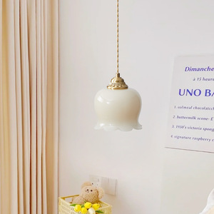 Lámpara Colgante Estilo Francés Color Crema Lila, Moderna, Retro Americana, 15 cm de Diámetro, para Comedor, Bar, Dormitorio, Mesita de Noche - Product Image 6