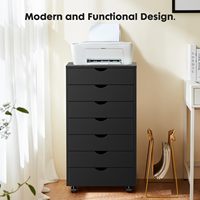 Commode moderne en bois REMA à 7 tiroirs avec roulettes - Armoire de rangement mobile pour bureau Blanc/Noir