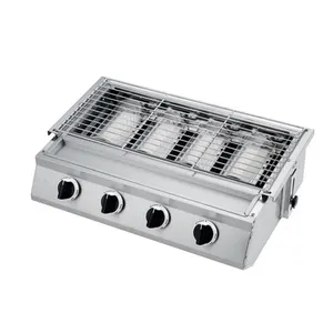 Outdoor Draagbare 4 Branders Bbq Gasfornuis Rvs Body Barbecue Infrarood Gasbrander Bbq Grill