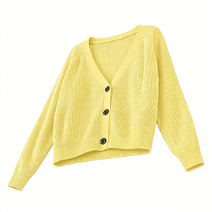 <span class=keywords><strong>Cardigan</strong></span> Casual con Scollo a V, Maglione a Maniche Lunghe con Bottoni, Top Leggero Traforato <span class=keywords><strong>Giallo</strong></span> per <span class=keywords><strong>Donna</strong></span> - Product Image 6