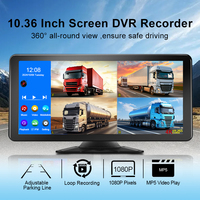 Caméra embarquée DVR 4 canaux 10,36 pouces avec écran tactile, système de surveillance pour camion, lecteur MP5, et 4 caméras 1080P