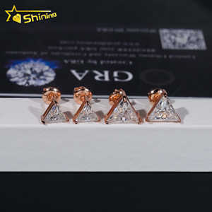 <span class=keywords><strong>Orecchini</strong></span> a Perno Trendy in <span class=keywords><strong>Argento</strong></span> S925 Placcato Oro con Moissanite Triangolare per Uomo e Donna - Product Image 5