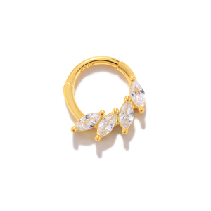 CANNER S925 Pendientes de Aro de Plata de Ley con Zirconia Marquise Ojo de Caballo y Diamante para Piercing de Cartílago, Joyería, Diámetro Interior 8mm - Product Image 1