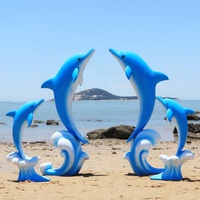 Sculpture de dauphin de méduse en fibre de verre, résine de vie Marine, animaux de mer, accessoires pour décoration de fête