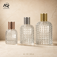 Flacon de parfum en verre gaufré transparent vide, flacon vaporisateur de luxe avec logo personnalisé, emballage en gros