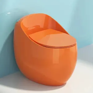 Recién llegado baño porcelana color naranja una pieza WC inodoro forma de huevo inodoro para Baño