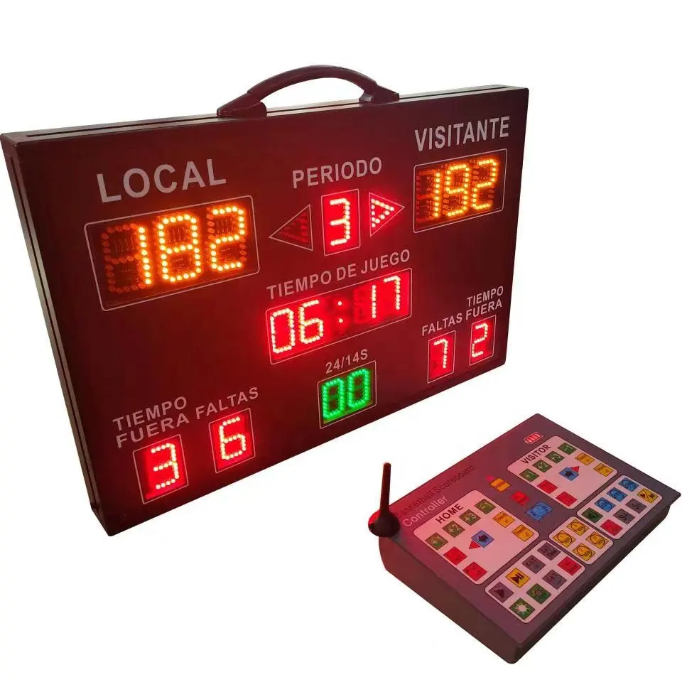 Lightweight Customized Indoor Portable Single red green yellow 3" digital electronic basketball led scoreboard for sport
