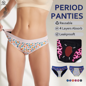 Braguitas Menstruales de Algodón Coloridas para Niñas Leeyi, Braguitas Menstruales Reutilizables de 4 Capas, Braguitas Menstruales a Prueba de Fugas - Product Image 1