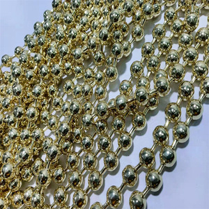 Cadena de cuentas de hierro chapado en cobre, redonda, blanca, imitación oro y plata KKC, para bolsos, llaveros, etiquetas, cadenas metálicas - Product Image 1