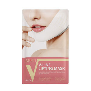 Maschera Viso Idrogel Biologica Doppia <span class=keywords><strong>V</strong></span> con Acido Ialuronico ed Erbe per Sbiancamento, Rassodamento, Lifting e Anti-Età, Fragranza Rosa - Product Image 5