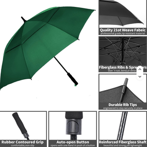 Fournisseurs Fabricants Vente en gros Grand parapluie de <span class=keywords><strong>golf</strong></span> de luxe promotionnel personnalisé avec logo Parapluie grand format résistant au vent Impressions de logo - Product Image 1