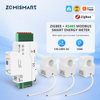 Medidor de Energía Inteligente Zemismart Tuya Zigbee RS485 Modbus, Trifásico Bidireccional, Monitor de Energía Solar con 3 Pinzas CT, Compatible con Home Assistant