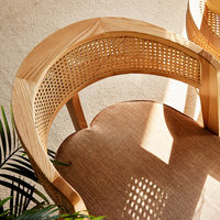 Chaise de salon en bois massif tissé en rotin fait main, mobilier de maison moderne