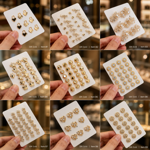 Wholesale Fashion Jewelry Earrings Zirconia 18K Gold Plated Copper Alloy Stud Women's - Product Image 3