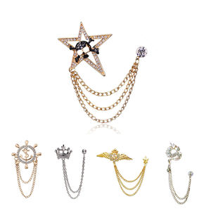 Broche vintage pour homme et femme, chaîne, épingles, couronne, ailes d'ange, dragon, ancre marine, écusson, aigle, renne, <span class=keywords><strong>loup</strong></span>, roi - Product Image 1