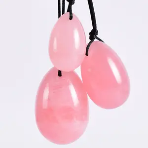 Tự nhiên Rose Quarts Yoni trứng thiết lập của 3 kegel tập thể dục Ngọc Bích trứng thắt chặt quả bóng pha lê Nephrite ngọc bích Yoni trứng Rose Quartz