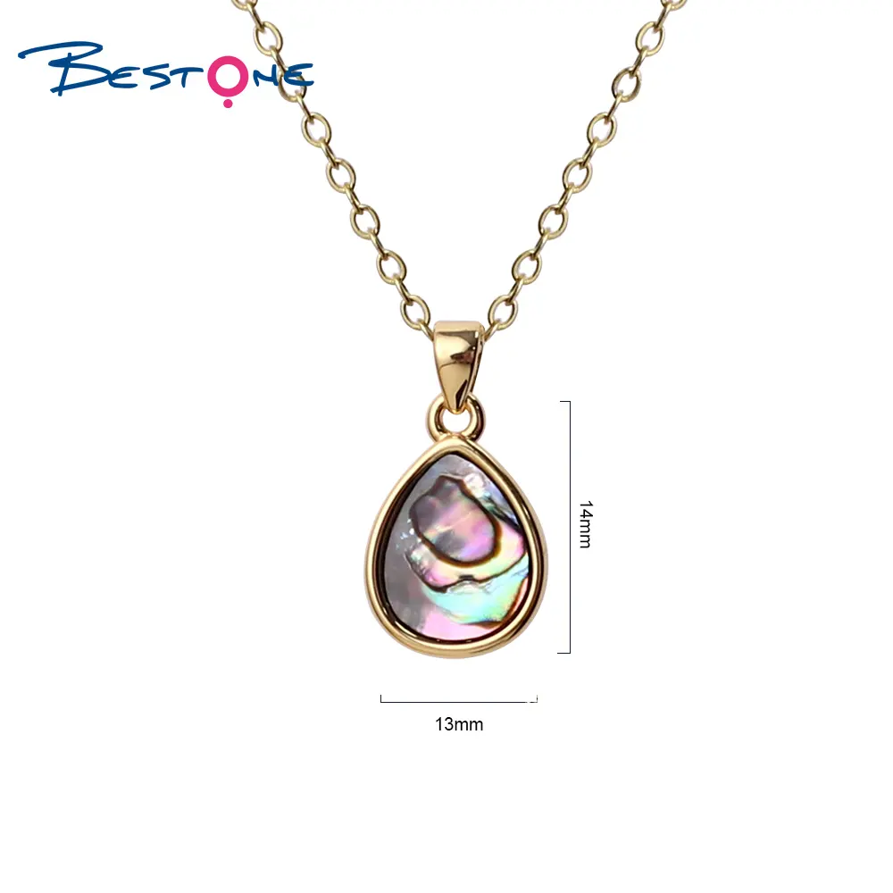 Bestone mode hexagone Abalone femmes chaîne collier bijoux plaqué or lunette larme coquille pendentif collier