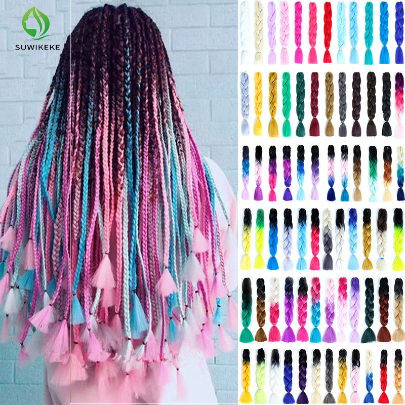 Wholesale 24 Inch Hot Water Setting Jumbo Hair Pre stretched Braiding Hair Twisted Ombre Jumbo Braid Synthetic Hair