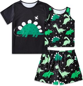 Pijamas de 3 piezas para niñas, estampado personalizado, nuevo diseño, ropa de dormir de verano, lindas camisas con tinte de corbata y pantalones cortos, pijamas para bebés y niñas - Product Image 3