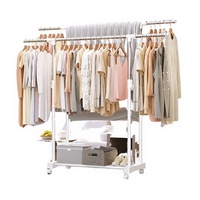 Porte-vêtements moderne mobile à double tringle en métal, télescopique et réglable en hauteur, pour intérieur et extérieur, séchoir à linge pour balcon et porte-manteau pour salon
