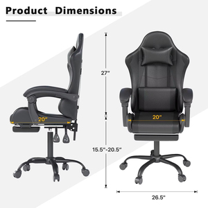 <span class=keywords><strong>Silla</strong></span> de Juego de Piel Sintética <span class=keywords><strong>Negra</strong></span> con Logotipo Personalizado para Jugadores, Respaldo Reclinable, <span class=keywords><strong>Silla</strong></span> Ergonómica para Computadora - Product Image 5