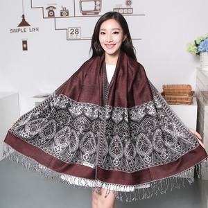 Écharpe en cachemire de style ethnique musulman, jacquard à fleurs, longue et carrée, pour femmes, été, automne/hiver - Product Image 2