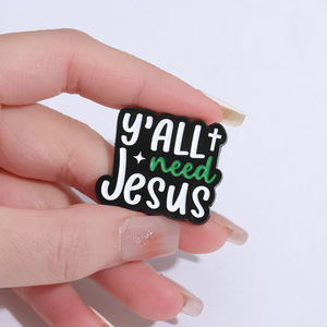 Broche de aleación de zinc con diseño geométrico de Jesús/Christianity, temática creativa con significado conmemorativo en inglés, para cuello o hebilla de pañuelo de seda. - Product Image 4