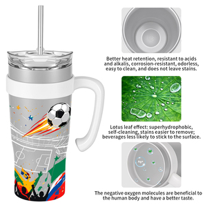 Ensemble de gourdes isothermes en acier inoxydable pour matchs de football avec logo personnalisé, avec revêtement céramique à double paroi, gobelet de 38 oz pour couvercles et pailles - Product Image 5