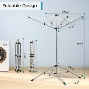 Four-arm Foldable Clothes Drying <b>Rack</b> Rotating Laundry Airer Aluminum Clothes Hanger Stand for Indoor Home Use - Product Image 5