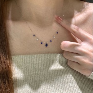 Collar con Colgante de Plata de Ley S925 con Incrustaciones de Diamantes en Forma de Gota de Agua de Paraiba, Accesorio de Vestir Multicapa - Product Image 2