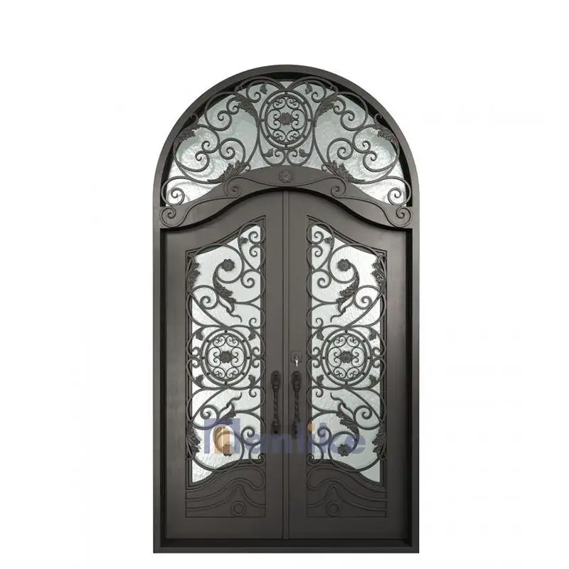 Anlike di alta qualità europea anteriore esterna 32x80 archi interni in acciaio di lusso in ferro battuto porta di ultima progettazione