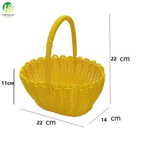 Cestas de Armazenamento Multifuncionais Ecológicas Elegantes Feitas à Mão em Plástico Rattan para Flores, Frutas e Lanches com Alça Amarela - Product Image 3