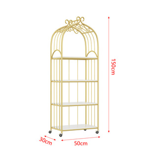 Étagère de rangement en forme de cage à oiseaux dorée de style nordique, écologique, multi-niveaux, pour l'affichage au sol de livres, cosmétiques, nail art, chaussures, sacs - Product Image 6