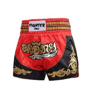 Shorts de boxe Muay Thai unisexe personnalisés en polyester noir, imprimés par transfert thermique, 160g, marque Pinbo, vente en gros, vêtements d'arts martiaux pour - Product Image 4