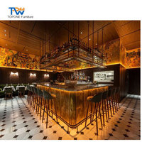 Comptoir de service moderne et luxueux en acier inoxydable doré et durable pour restaurant, bar, bar, bar, bar-club