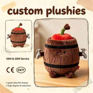 Peluche personnalisée en forme de tonneau à vin en bois avec pomme sur le dessus, style rétro ferme récolte, taille personnalisée, décoration de table rustique pour Thanksgiving CE - Product Image 1