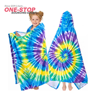 Serviette poncho enfant en microfibre pour la plage, logo personnalisé, tie-dye, protection solaire UPF, absorbante, séchage rapide, pour enfants, été, piscine, voyage