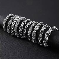 Bracelet tressé 9 mm pour homme - Chaîne de motard robuste en acier inoxydable 316L, bijoux vintage punk