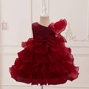 Robe de princesse en satin de polyester à sequins pour filles, collection été 2026 – Idéale pour anniversaire, soirée, demoiselle d'honneur, spectacle sur scène - Product Image 1