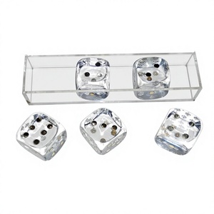 6 Side Clear Dice with Brass Pips Square for Table Game With storage Clear <b>Tray</b> Acrylic Lucite Dice - Product Image 1