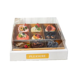 Boîte d'emballage pour gâteaux à quatre palais et à <span class=keywords><strong>neuf</strong></span> palais, boîte à dessert, boîte à fruits pour pique-nique, plateau à découper, boîte en papier avec couvercle en plastique transparent - Product Image 6