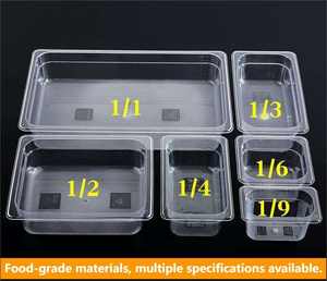 Bac GN en polycarbonate transparent 1/1 1/2 1/3 1/4 1/6 pour la restauration, la cuisine domestique et les hôtels - Product Image 2