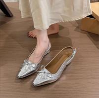 Nouvelles sandales plates pour femmes, chaussures à bout pointu de créateur, sandales plates à bride arrière de haute qualité pour femmes, chaussures de soirée pour femmes