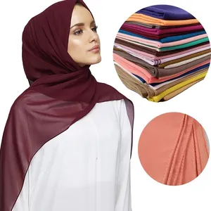 2023 nouveau mercan malaisie kerudung pur foulard en gros femmes instantané en mousseline de soie hijab fournisseur musulman tudung écharpe