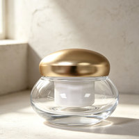 Pot en verre transparent en forme de champignon de 50g avec couvercle en plastique blanc, noir ou or – Contenant cosmétique pour crème visage et emballage de soins de la peau