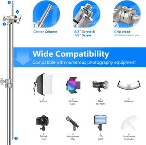 <span class=keywords><strong>NEEWER</strong></span> Pro <span class=keywords><strong>100</strong></span>% Acier Inoxydable 320cm Trépied Professionnel Robuste avec Bras Articulé pour Éclairage Photo - Product Image 3