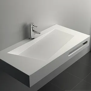 Chine unités de vanité modernes commerciales résine Composite simple Lavabo suspendu au mur lavabo de salle de bain